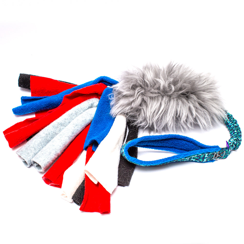 Wild-Tug Wattle Ultra Fluff Sheepskin Bungee Tug Toy with Padded Handle