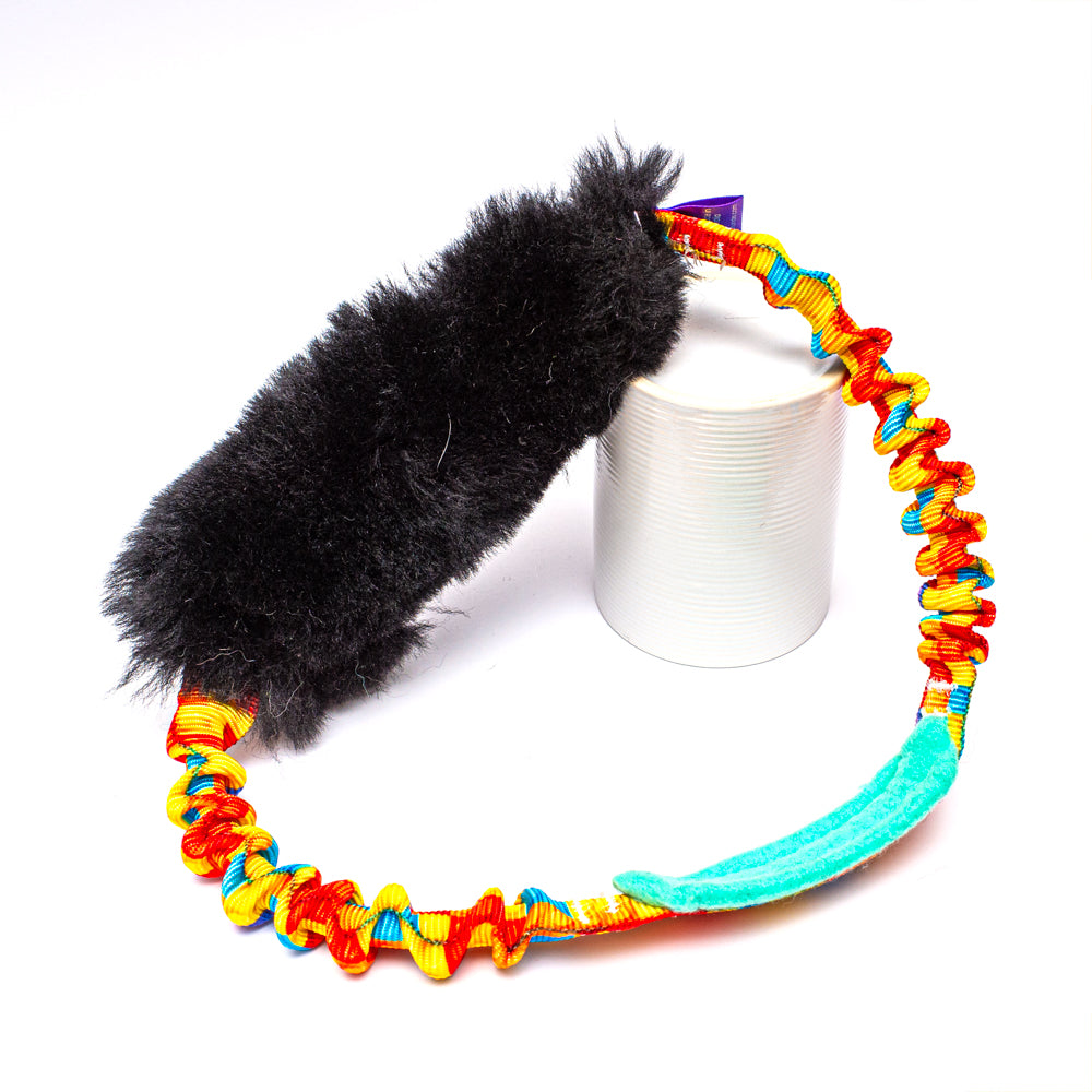 Wild-Tug Sheepskin Ring Tug Toy with Bungee Padded Handle