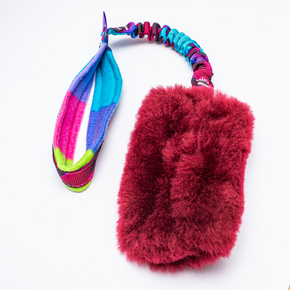 Wild-Tug Sheepskin Bungee Tug Toy with Padded Handle