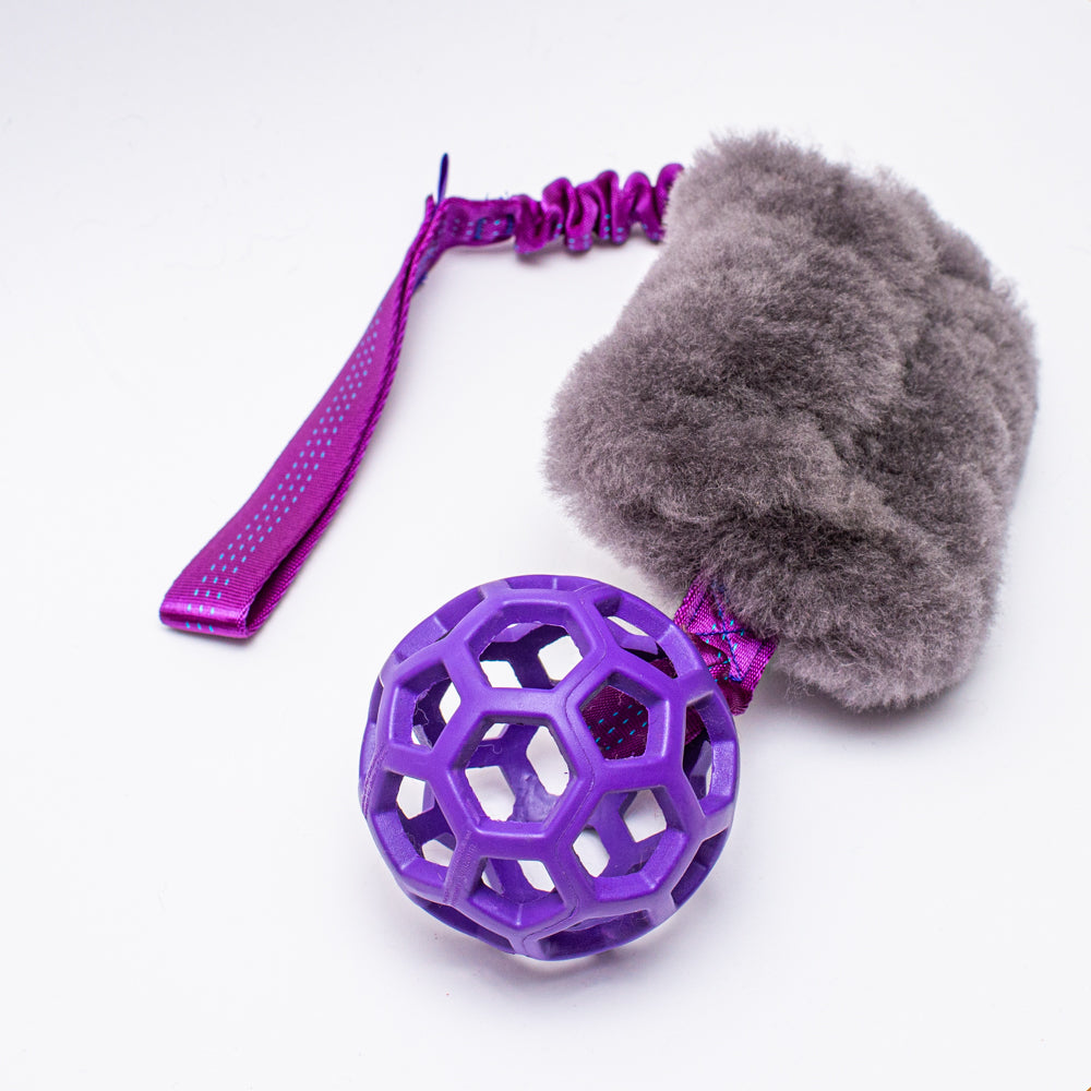 Wild-Tug Sheepskin Bungee and Holee Ball Tug Toy