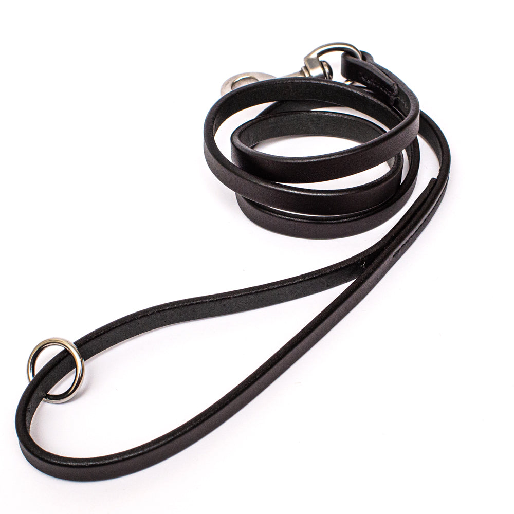 1/2" Ebony Black 4ft Leather Leash