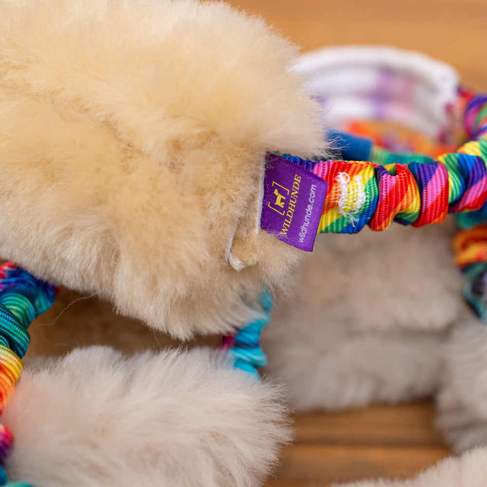 Wild-Tug Sheepskin Ring Tug Toy with Bungee Padded Handle