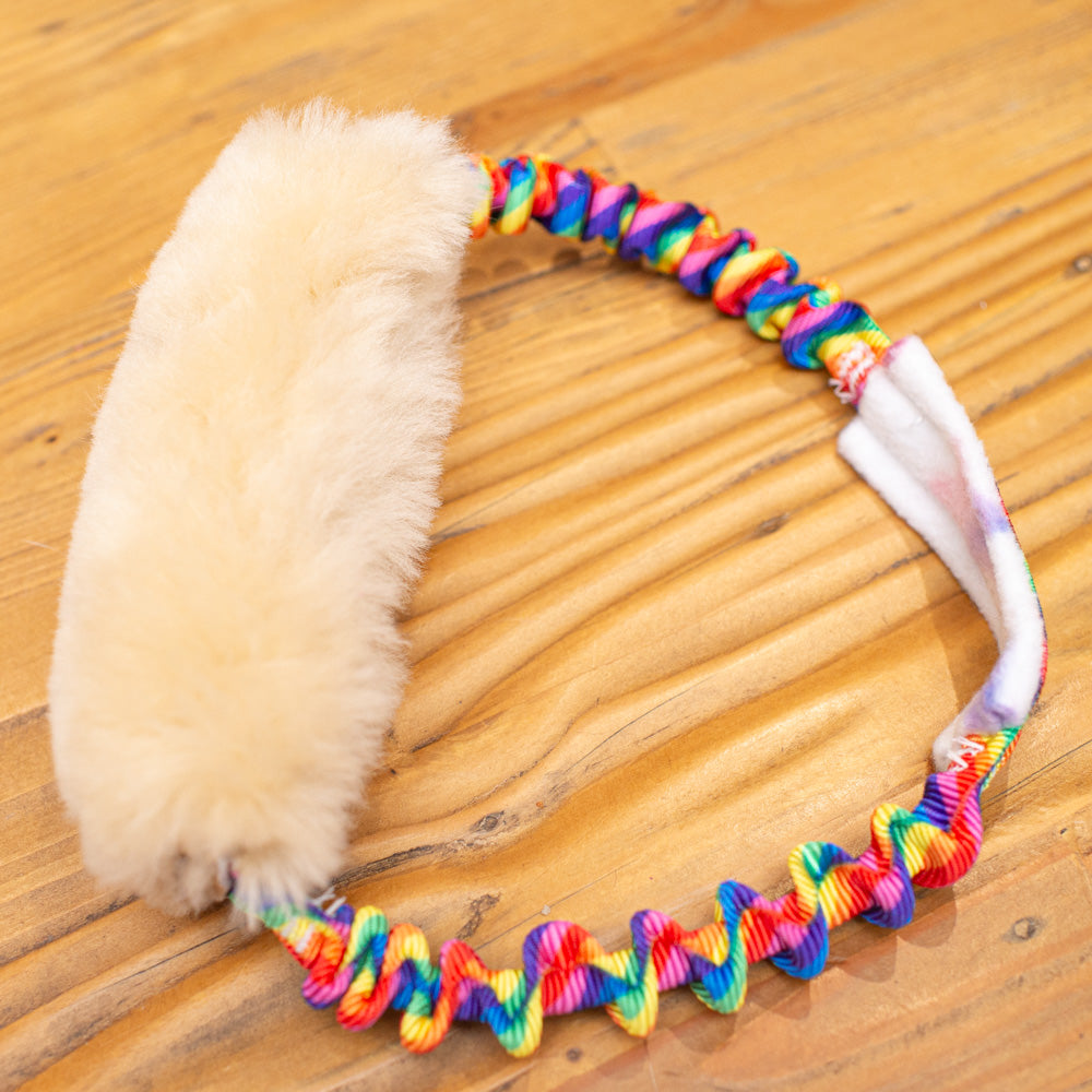 Wild-Tug Sheepskin Ring Tug Toy with Bungee Padded Handle