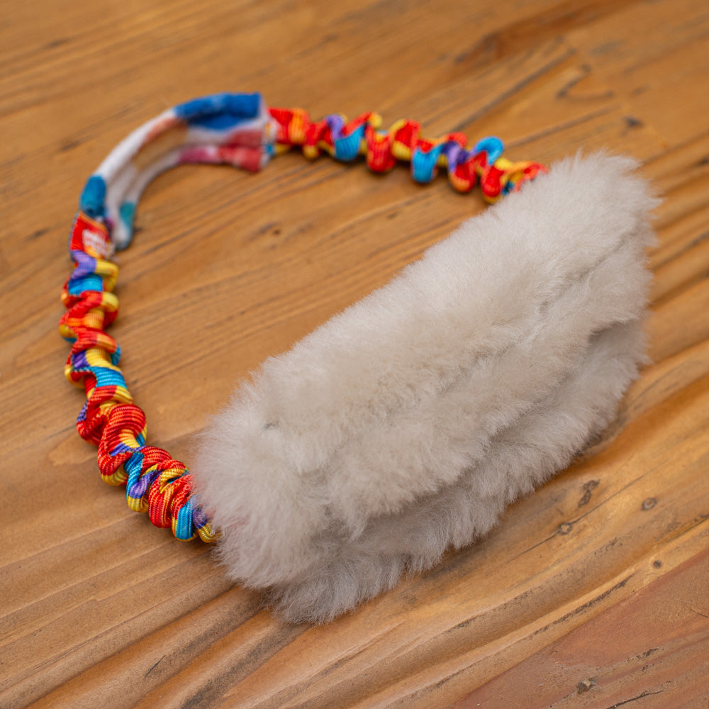Wild-Tug Sheepskin Ring Tug Toy with Bungee Padded Handle