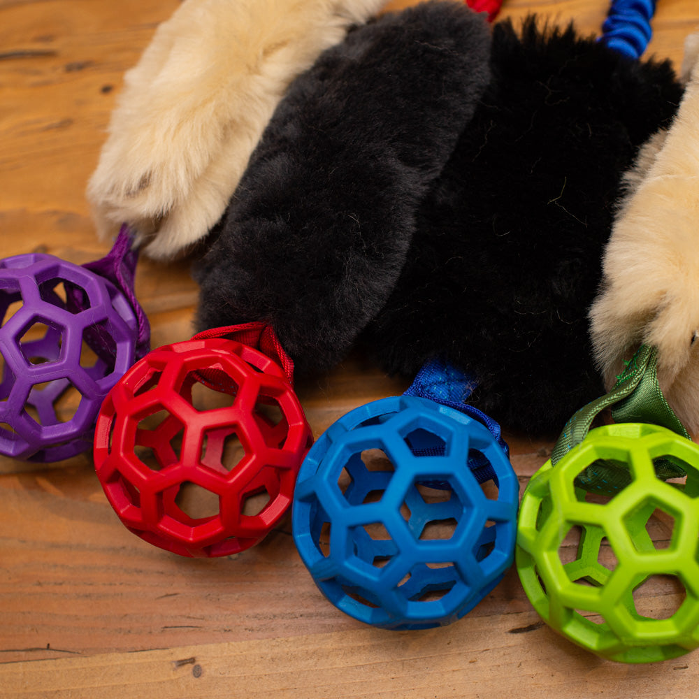 Wild-Tug Sheepskin Bungee and Holee Ball Tug Toy