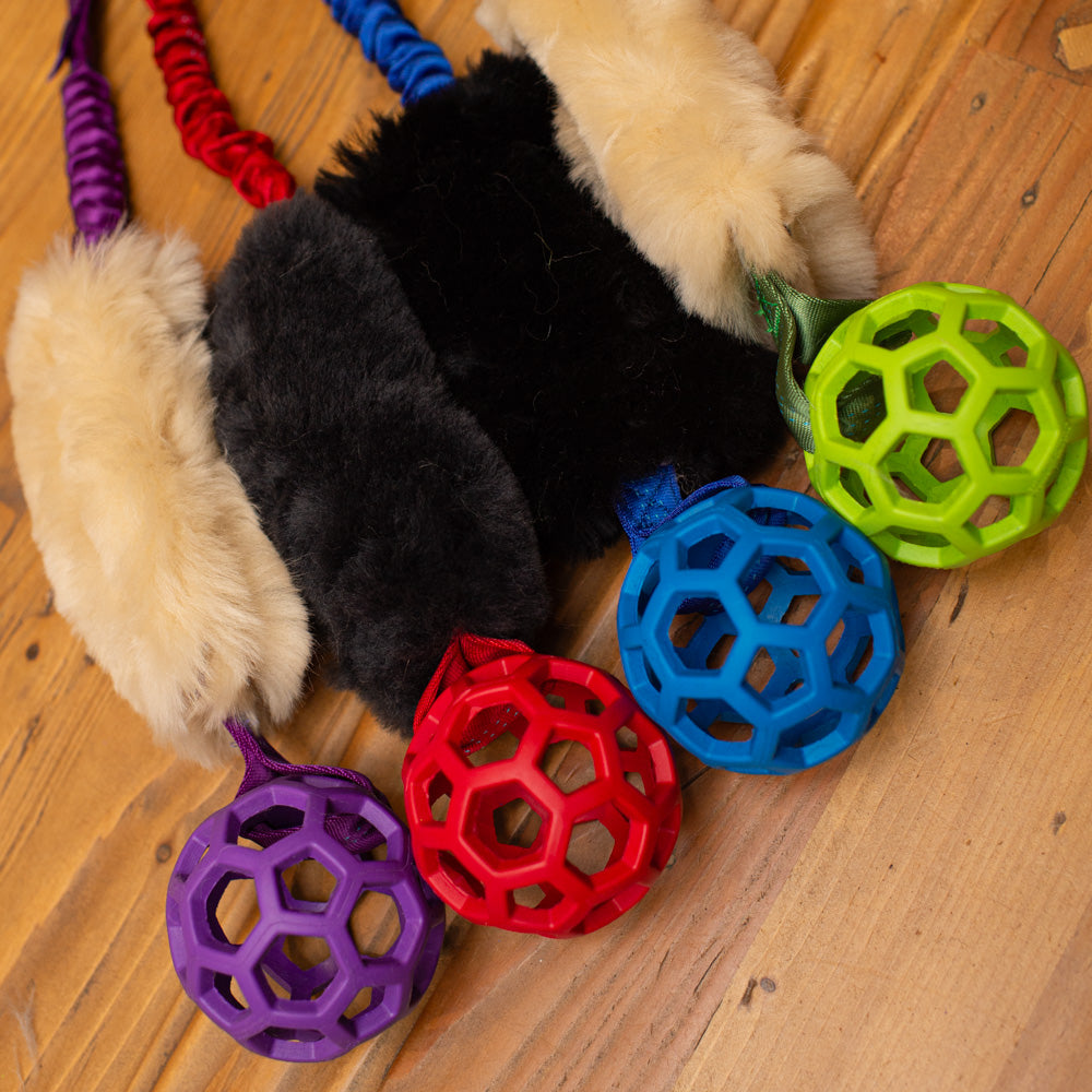 Wild-Tug Sheepskin Bungee and Holee Ball Tug Toy