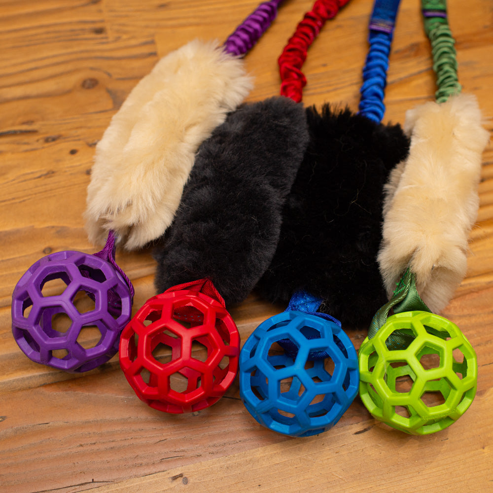 Wild-Tug Sheepskin Bungee and Holee Ball Tug Toy