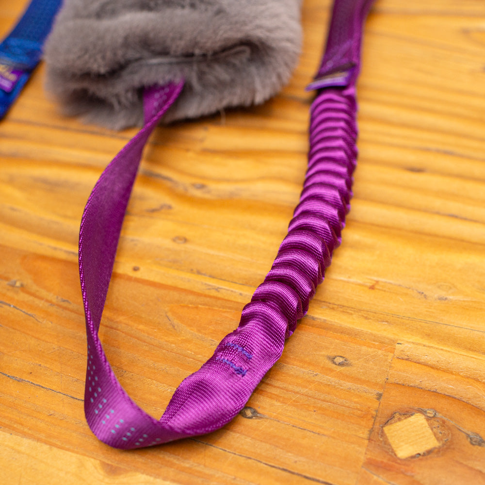 Wild-Tug Long Sheepskin Squeaker Tug Toy with Drag Line Bungee