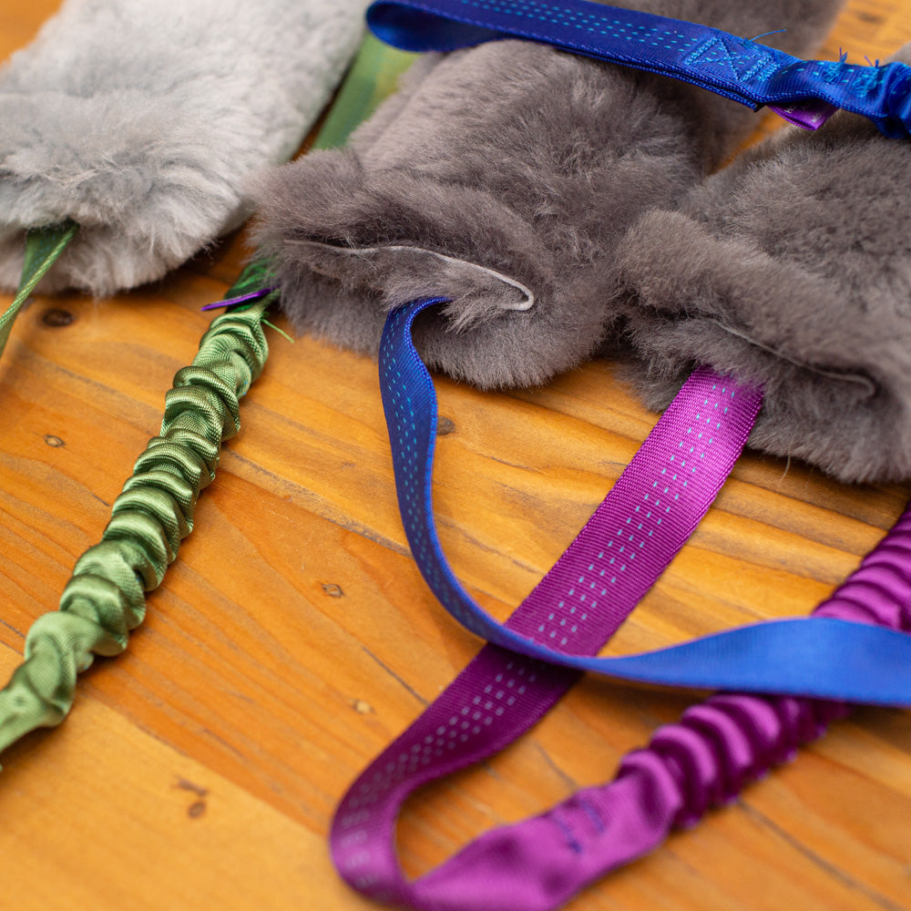 Wild-Tug Long Sheepskin Tug Toy with Drag Line Bungee