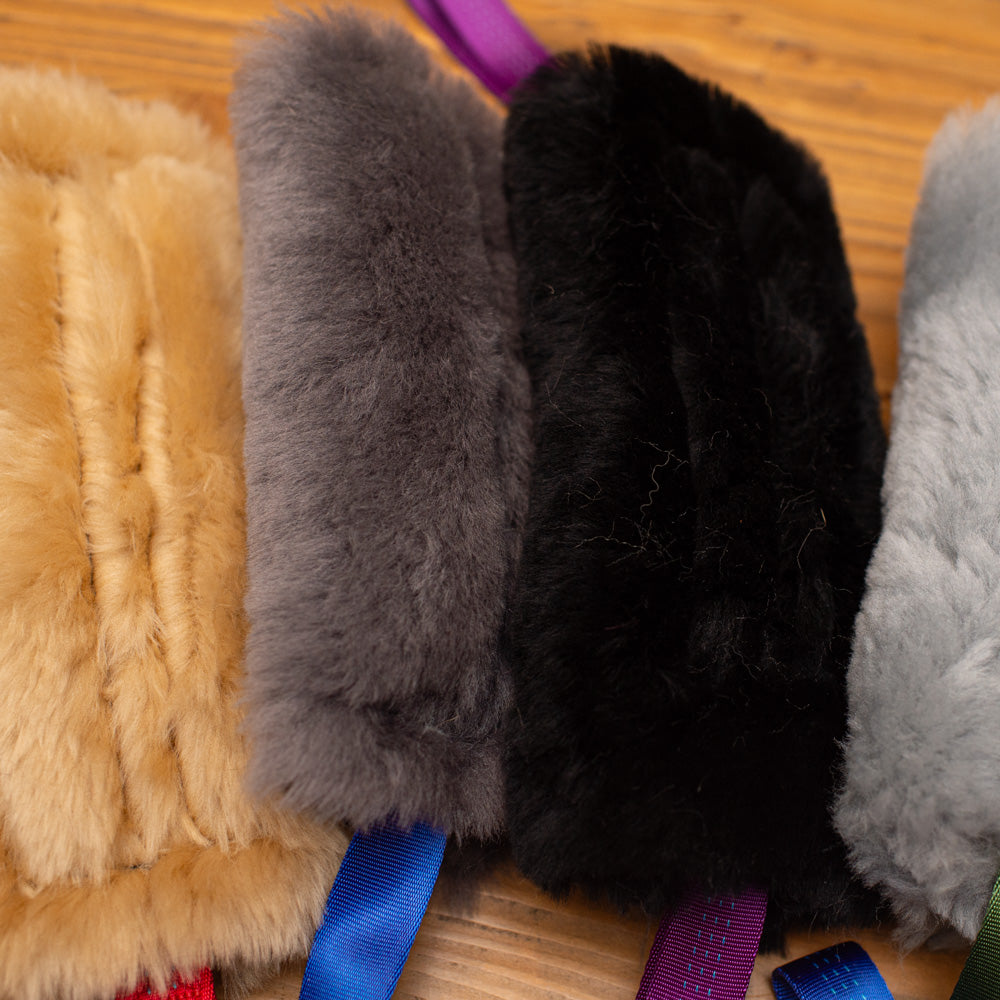 Wild-Tug Long Sheepskin Squeaker Tug Toy with Drag Line Bungee
