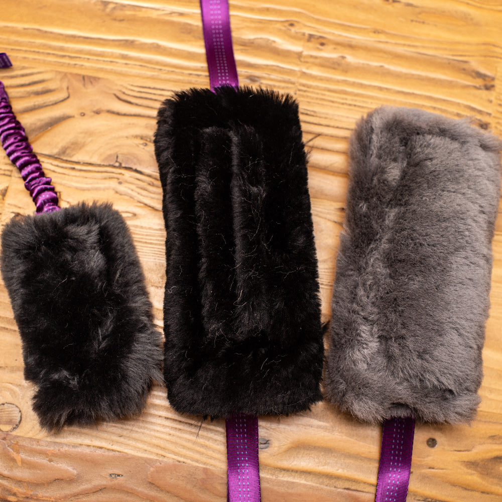 Wild-Tug Long Sheepskin Squeaker Tug Toy with Drag Line Bungee