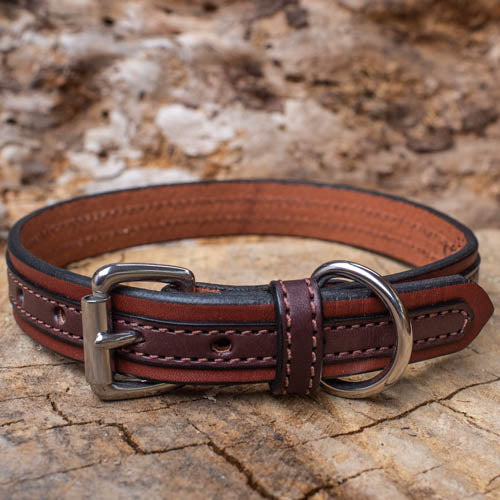 1 Inch Two Tone Chocolate Leather Collar