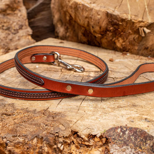3/4" Two Tone Chocolate 4ft Leather Leash