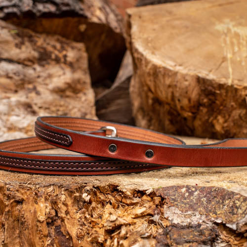 3/4" Two Tone Chocolate 4ft Leather Leash