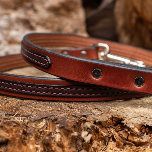 3/4" Two Tone Chocolate 4ft Leather Leash