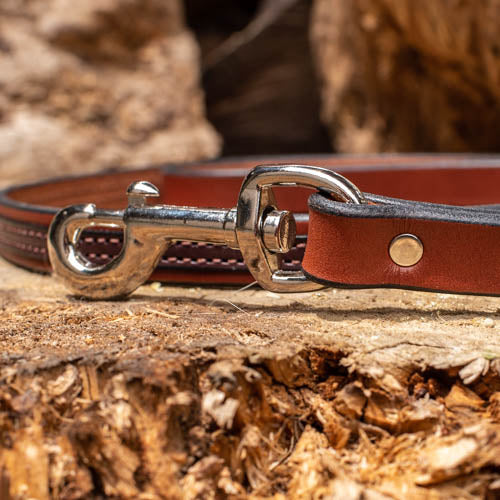 3/4" Two Tone Chocolate 4ft Leather Leash