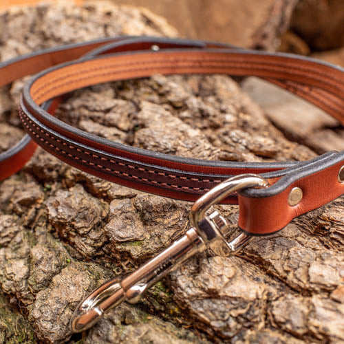 3/4" Two Tone Chocolate 4ft Leather Leash