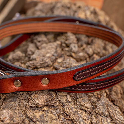 3/4" Two Tone Chocolate 4ft Leather Leash