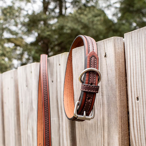1 Inch Two Tone Chocolate Leather Collar