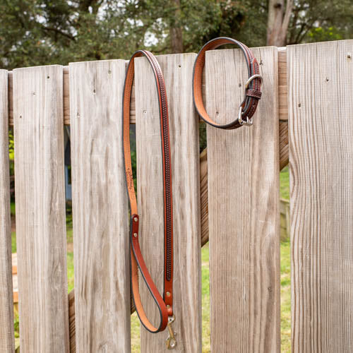3/4" Two Tone Chocolate 4ft Leather Leash