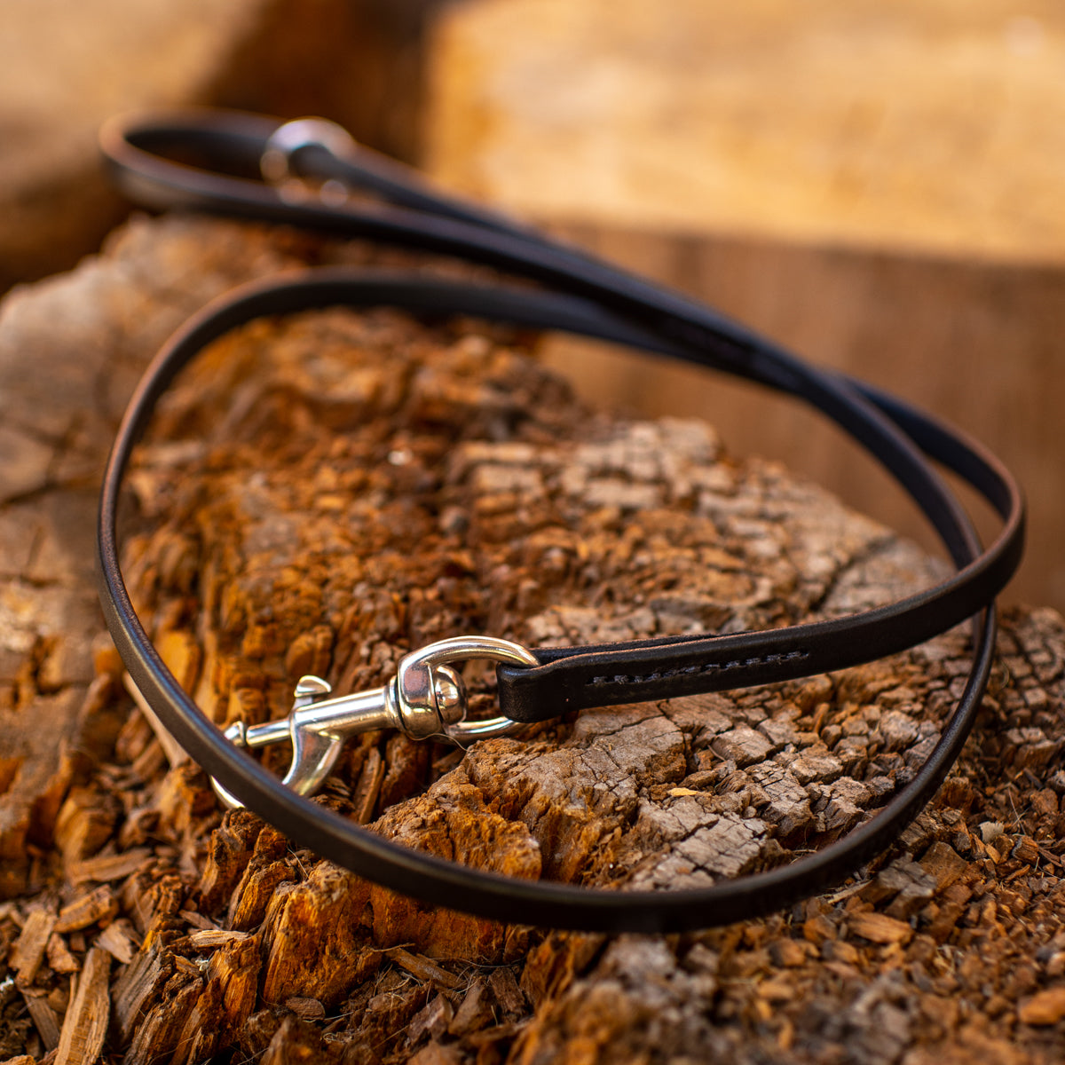 1/2" Ebony Black 6ft Leather Leash