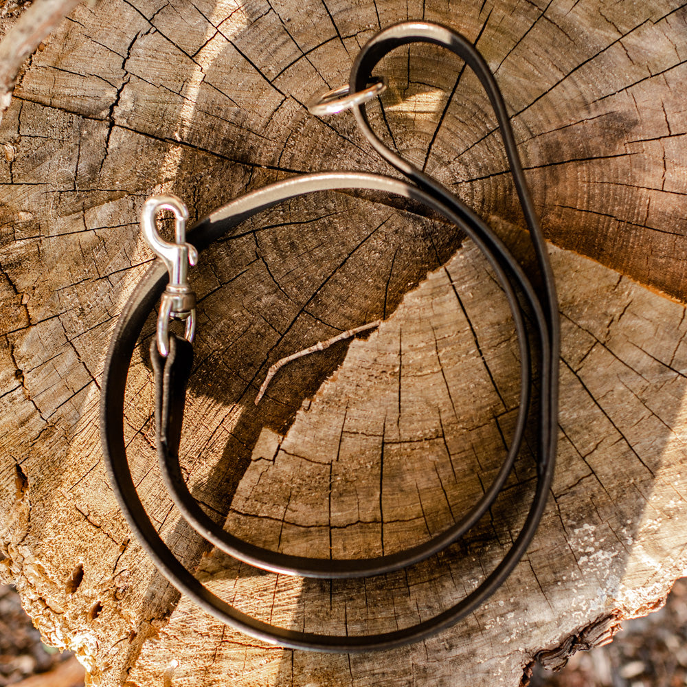 1" Ebony Black 6ft Leather Leash