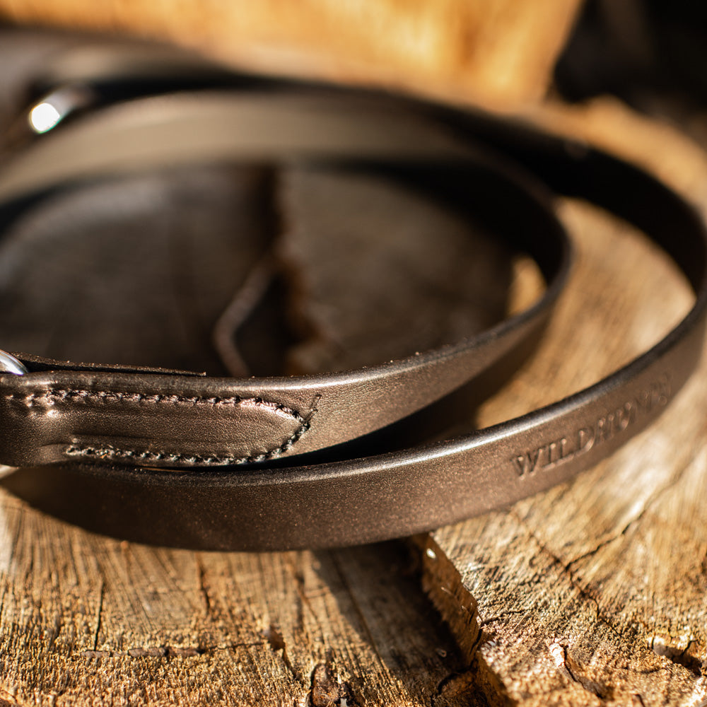 1" Ebony Black 6ft Leather Leash