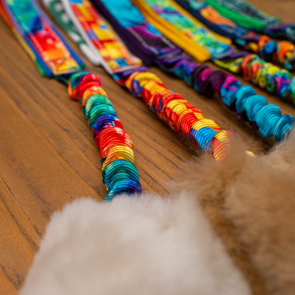 Wild-Tug Sheepskin Bungee Tug Toy with Padded Handle