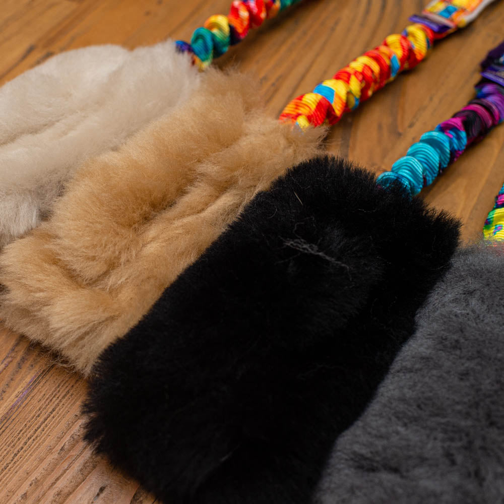 Wild-Tug Sheepskin Bungee Tug Toy with Padded Handle