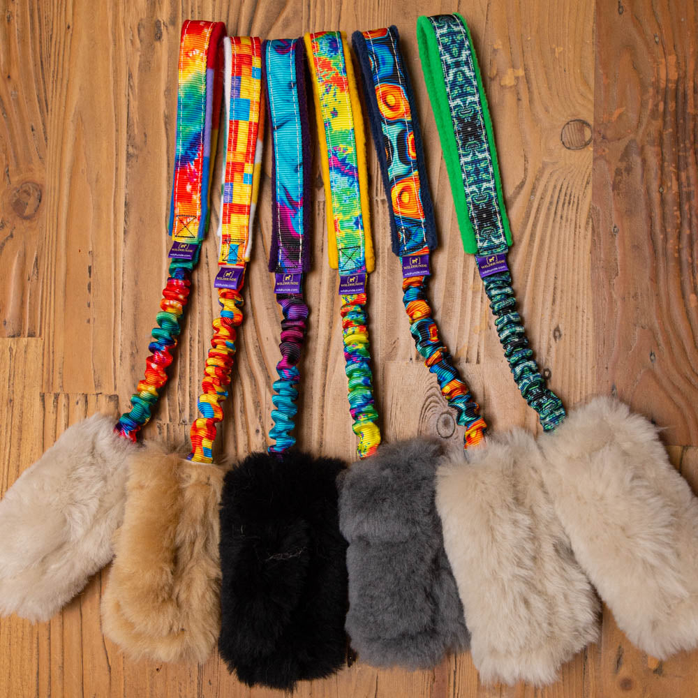 Wild-Tug Sheepskin Bungee Tug Toy with Padded Handle