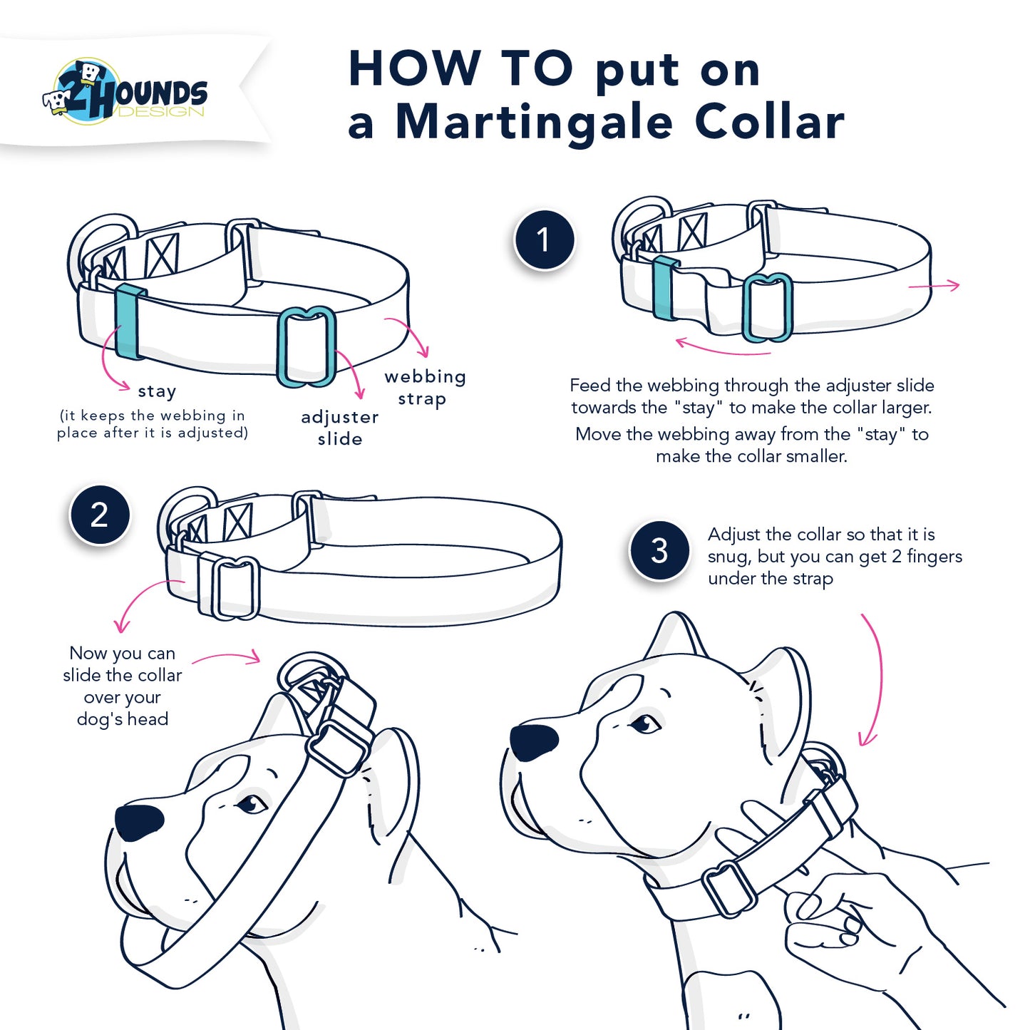 2 Hounds 2 Inch Wide Fabric Martingale Collar