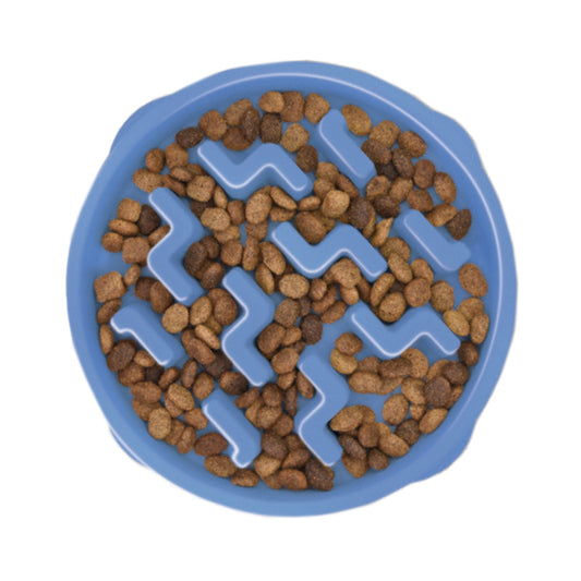 Outward Hound Fun Feeder Slo-Bowl - Blue Notches