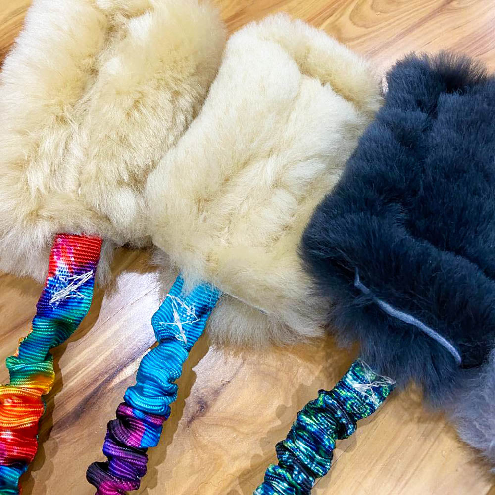 Wild-Tug Sheepskin Bungee Tug Toy with Padded Handle