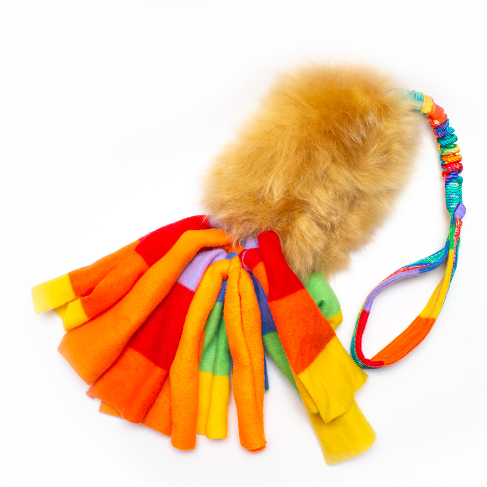 Wild-Tug Wattle Ultra Fluff Sheepskin Bungee Tug Toy with Padded Handle