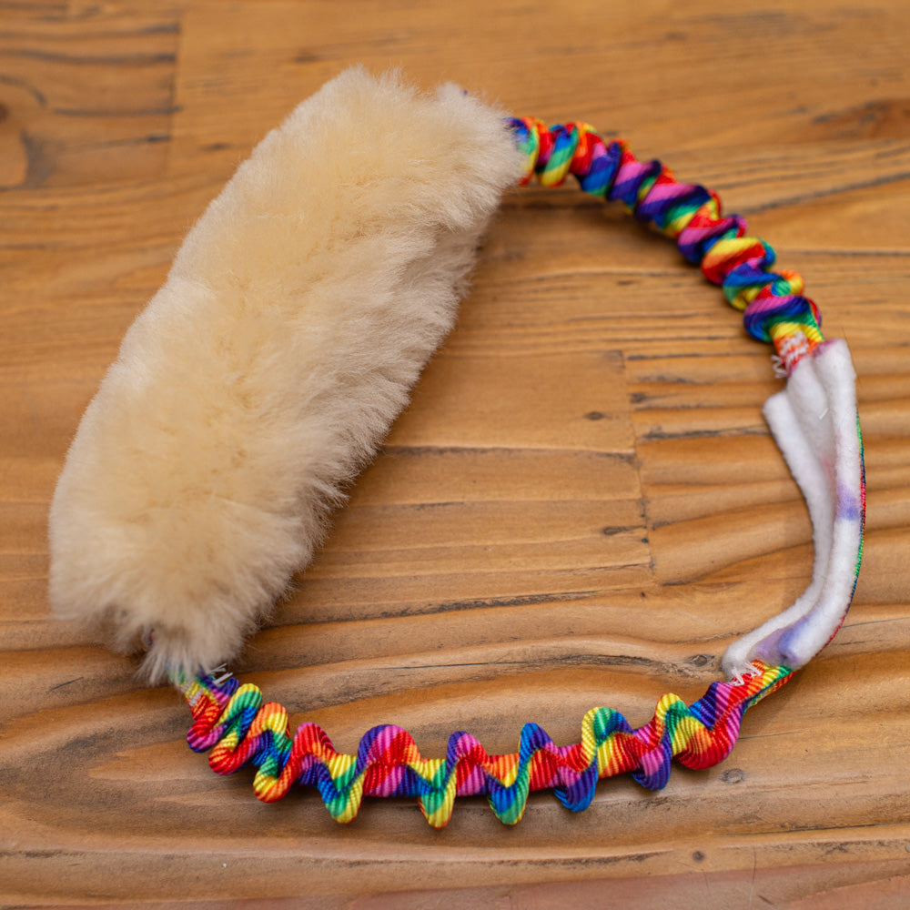 Wild-Tug Sheepskin Ring Tug Toy with Bungee Padded Handle