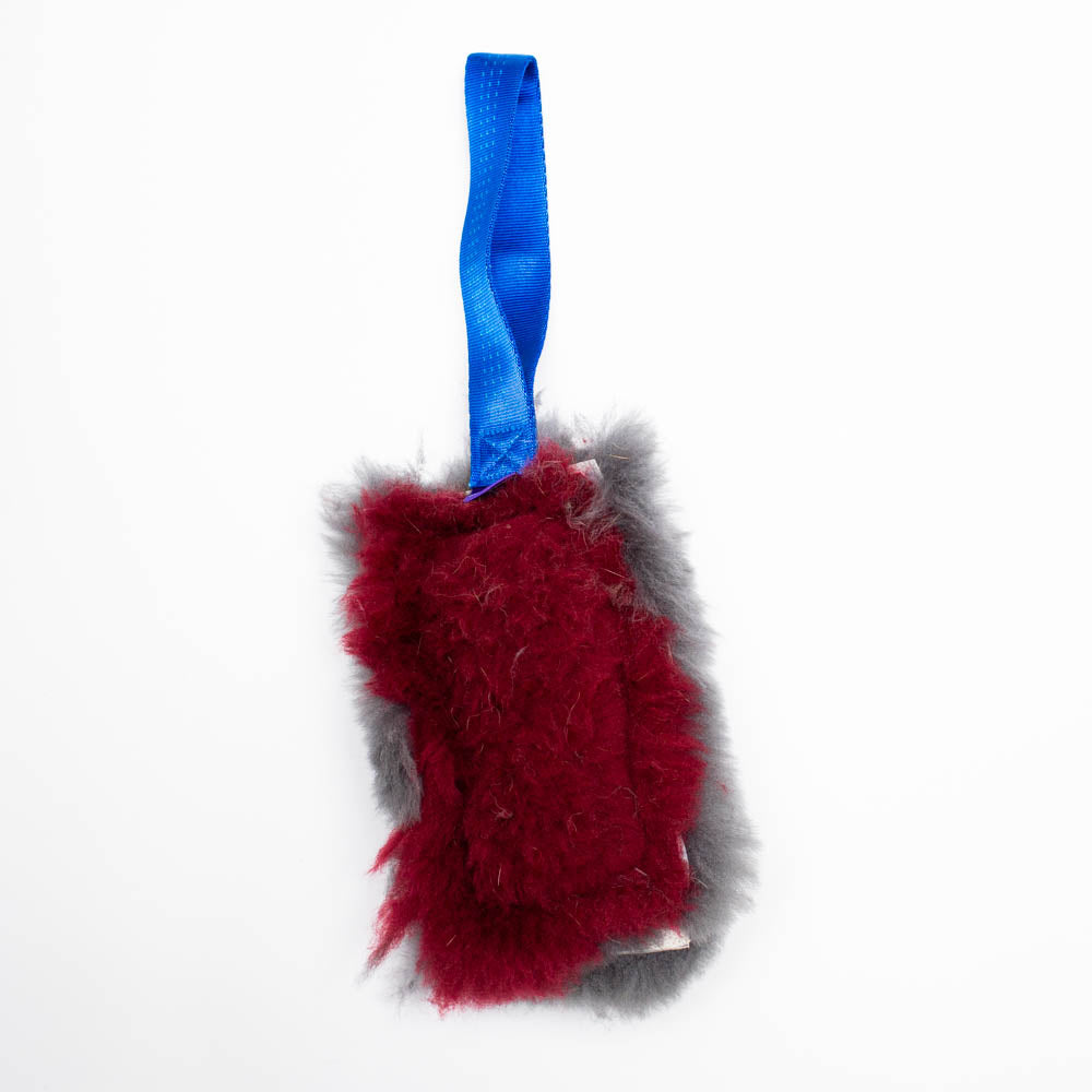 Rough-Fluff Sheepskin and Fur Squeaker Tug Toy with Handle