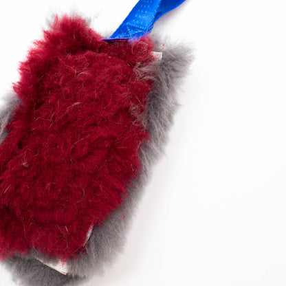 Rough-Fluff Sheepskin and Fur Squeaker Tug Toy with Handle