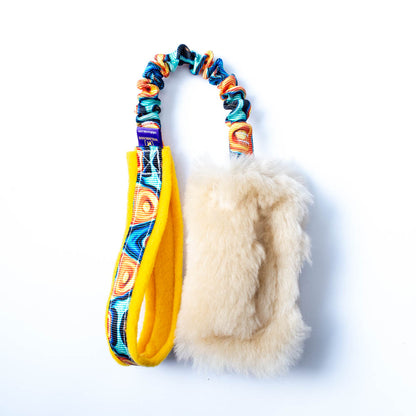 Wild-Tug Sheepskin Bungee Tug Toy with Padded Handle