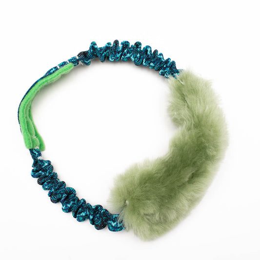 Wild-Tug Sheepskin Ring Tug Toy with Bungee Padded Handle