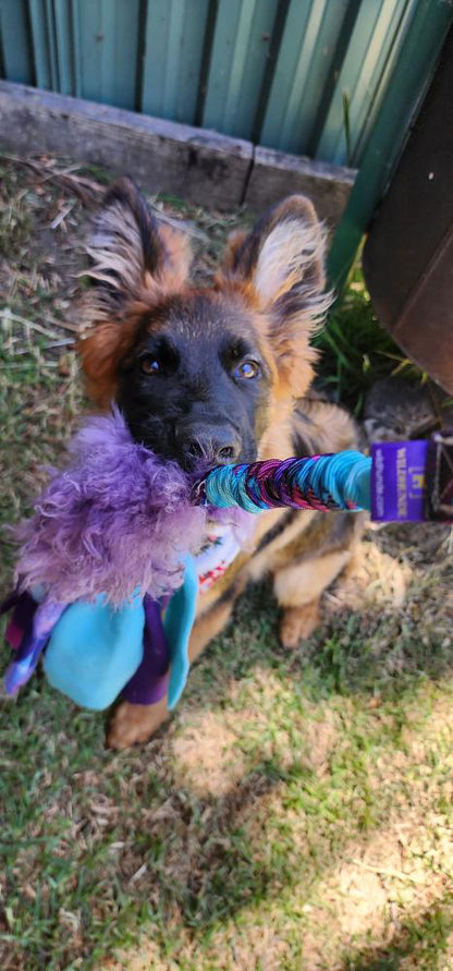 Wild-Tug Wattle Ultra Fluff Sheepskin Bungee Tug Toy with Padded Handle