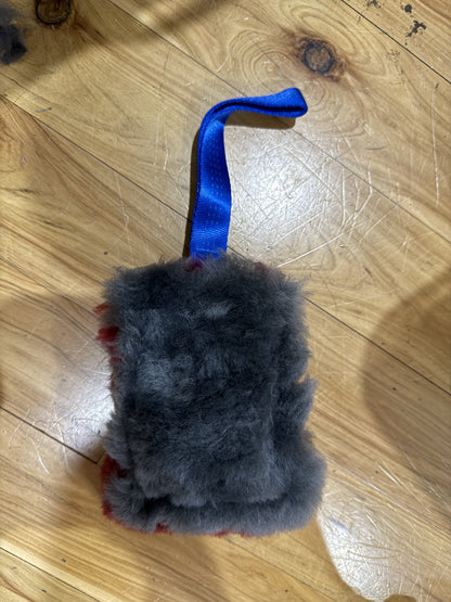 Rough-Fluff Sheepskin and Fur Squeaker Tug Toy with Handle